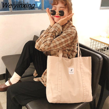 Weiyinxing Art Shopping Bag New Small Fresh Canvas Women's Tote Shoulder Bag Simple Solid Color Buckle Handbags for Women 2023